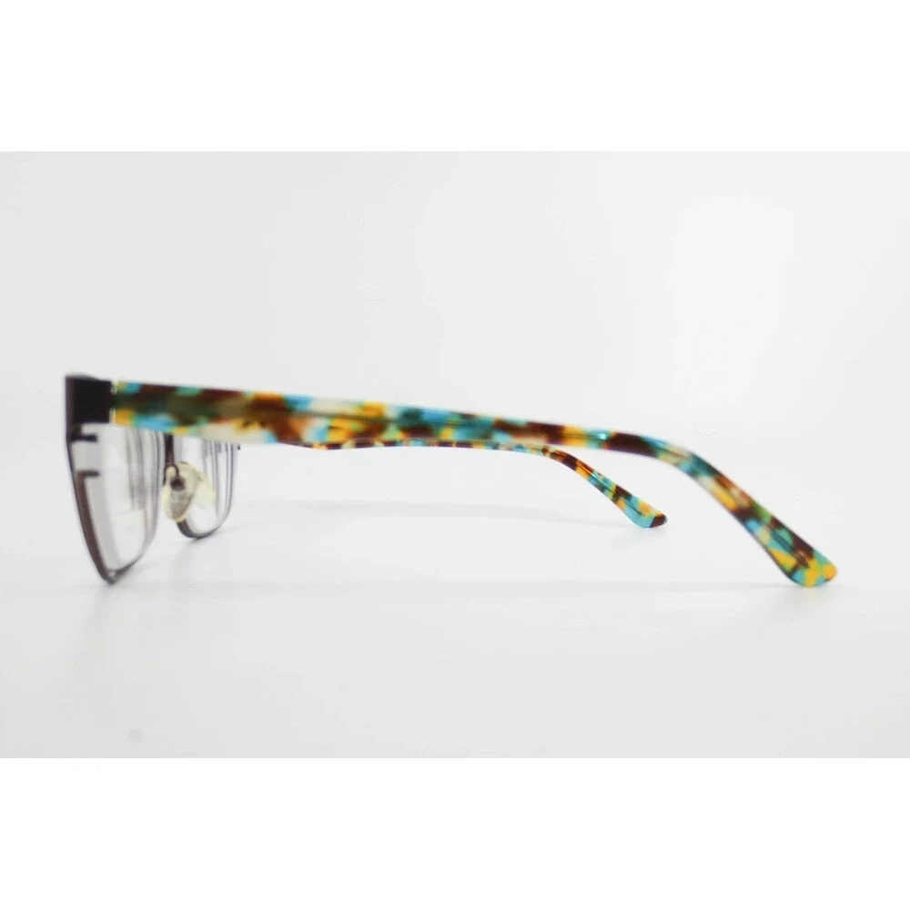 Womens Brown Metal Rectangular Eyeglasses Multi Color Tortoise WM5104 BR